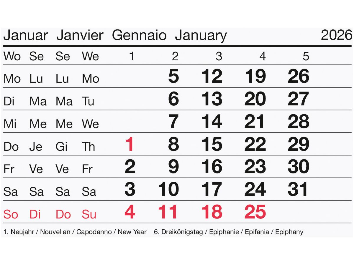 BIELLA Blocco a strappo Nr.12 2026 889012000026U 1M/1P colorato ML 11x7.7cm (7611365528042)