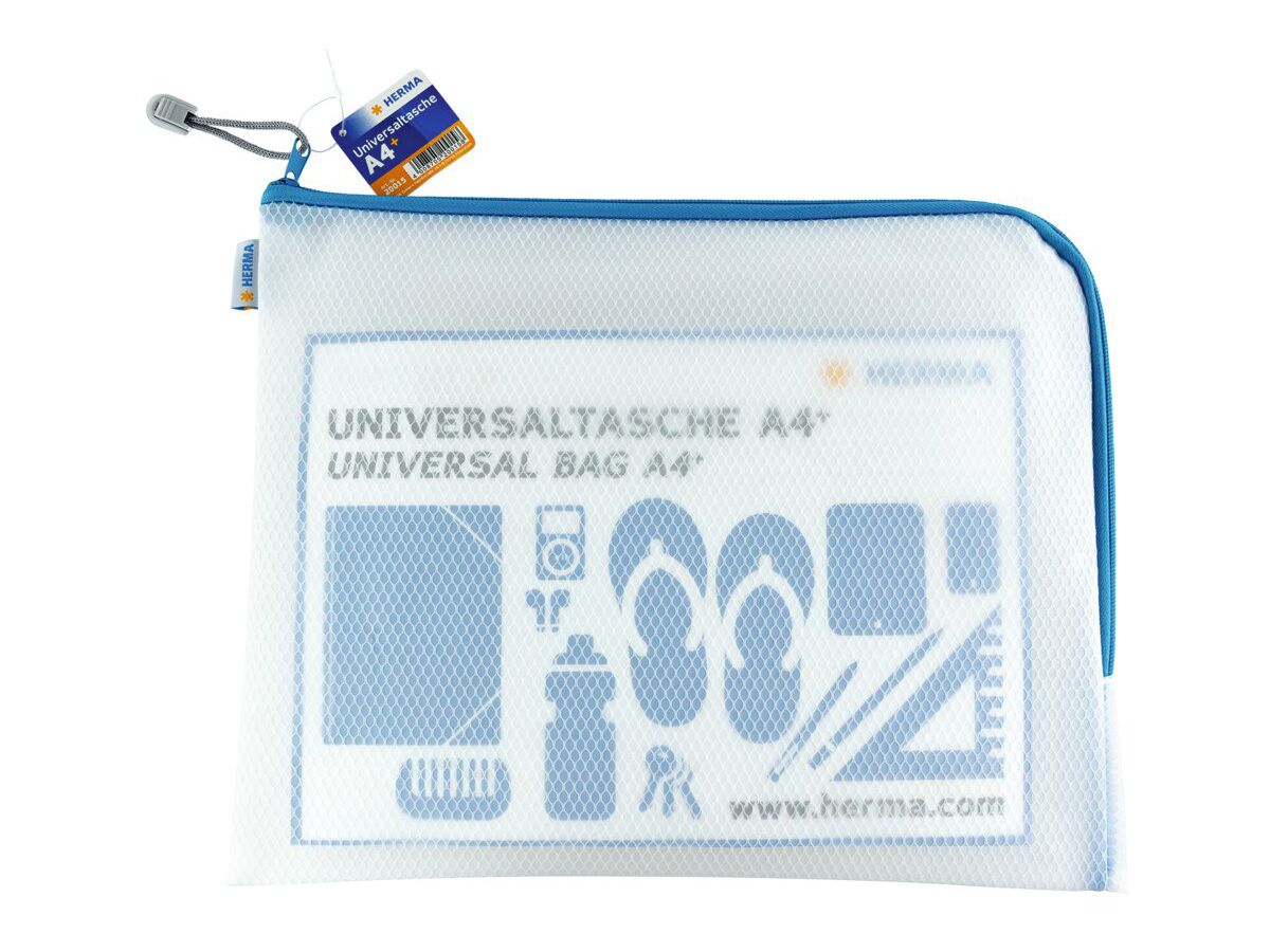 HERMA Étui à documents avec zip A4 20015 bleu, 36x28cm (4008705200158)