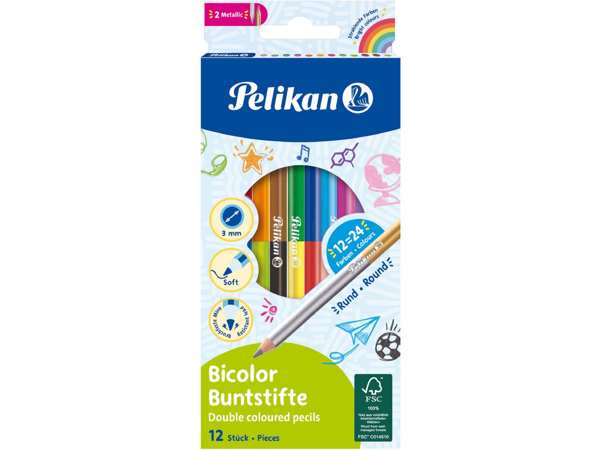 PELIKAN Crayons de couleur Bicolor 700146 12 crayons (4012700700148)