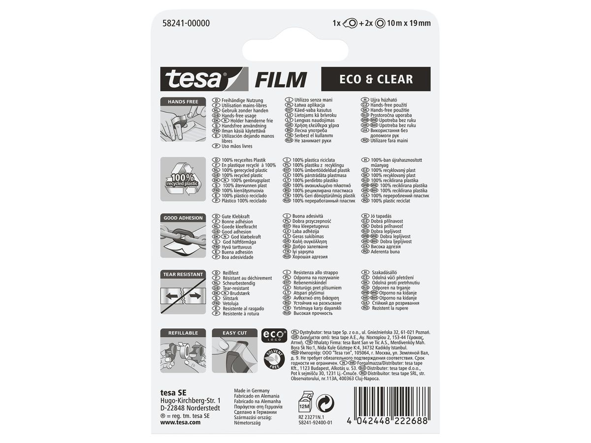 TESA Ruban eco&clear Mini 19mmx10m 582410000 vert 2 pcs. (4042448222688)