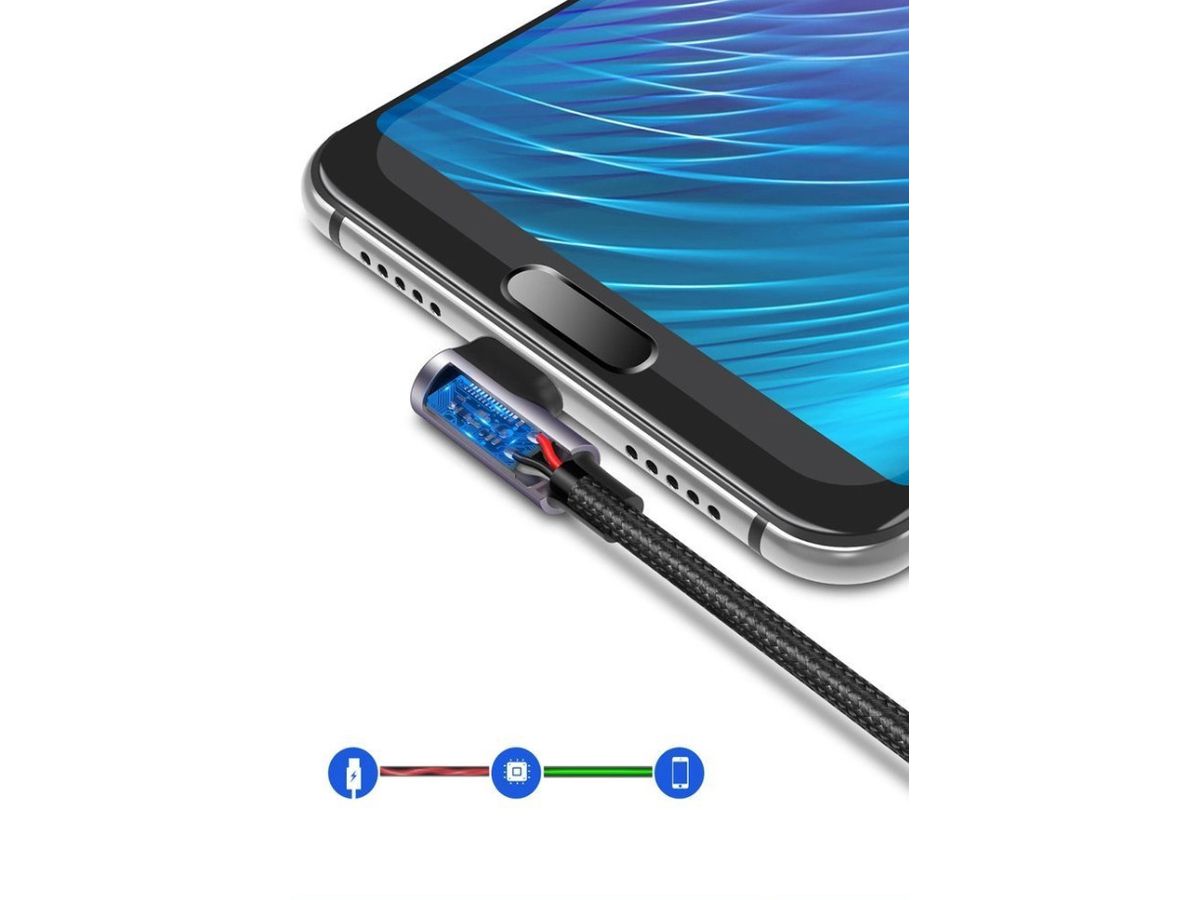 UGREEN USB-A to USB-C Cable 2m 50942 Right Angle, Space Gray (6957303859429)