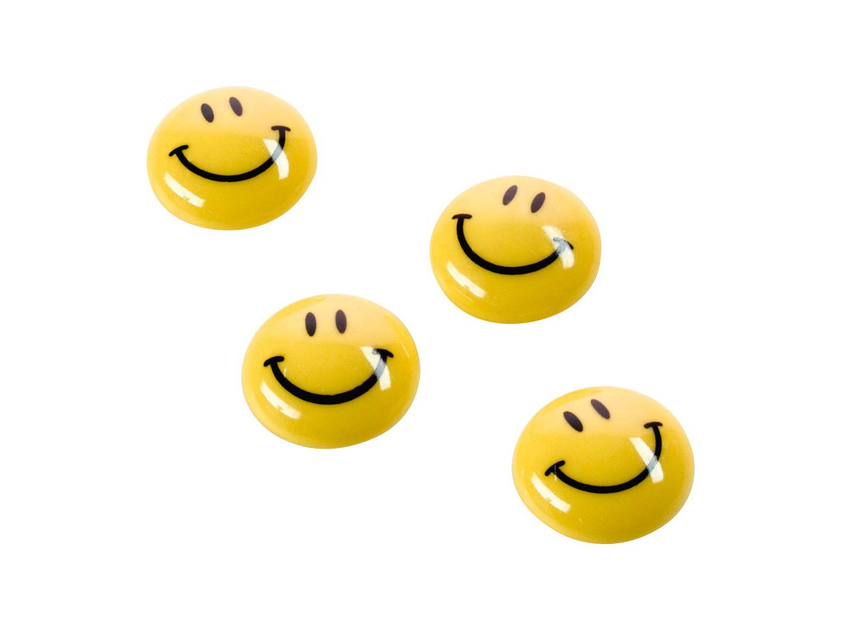 MAGNETOPLAN Smiley Magnete gelb-schwarz 16673 gross 40mm 4 Stk. (4013695028460)