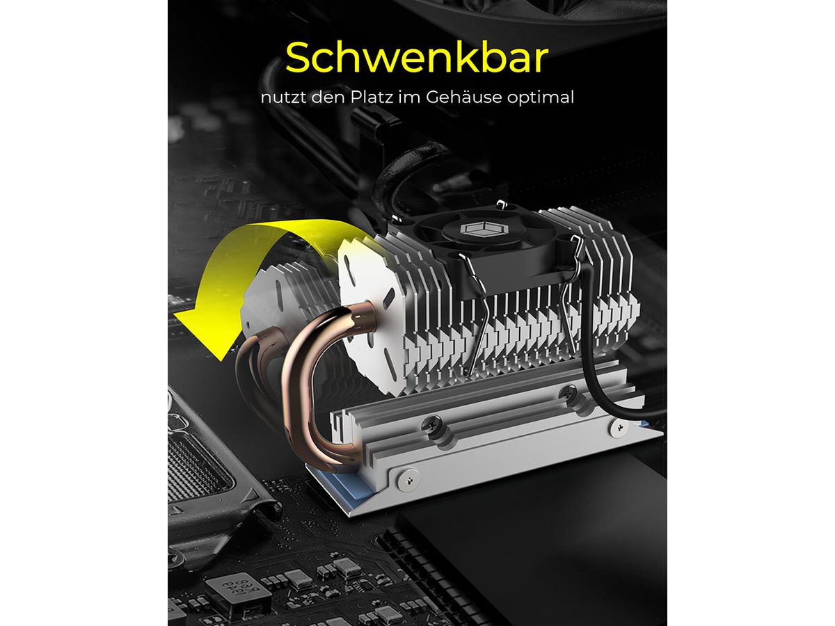 ICY BOX M.2 Heatpipe Kühler mit IB-M2HSF-705 30mm Lüfter Alu. für 2280 (4250078172123)