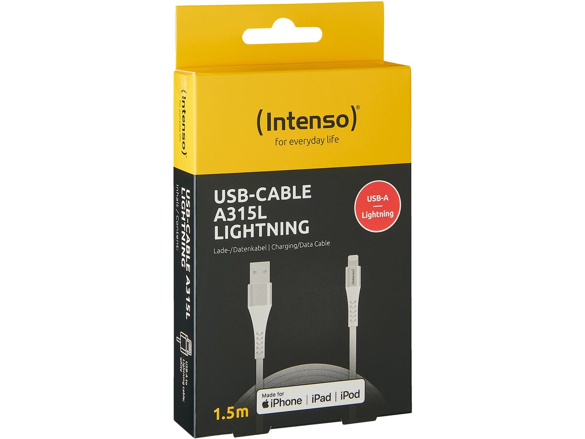 INTENSO Cable USB-A to Lightning 7902102 1.5 m, Nylon white (4034303033867)
