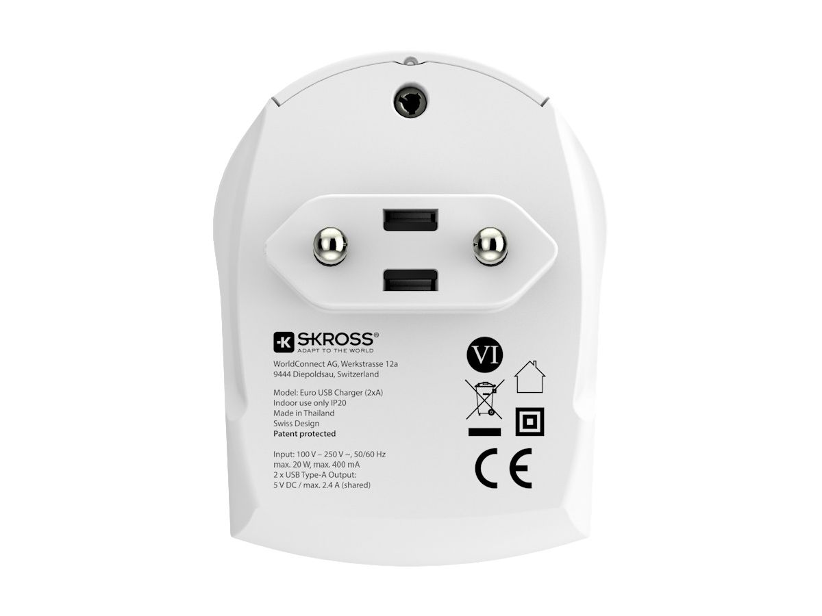 SKROSS Euro USB Charger (2xA) 1.302421 (7640166323051)