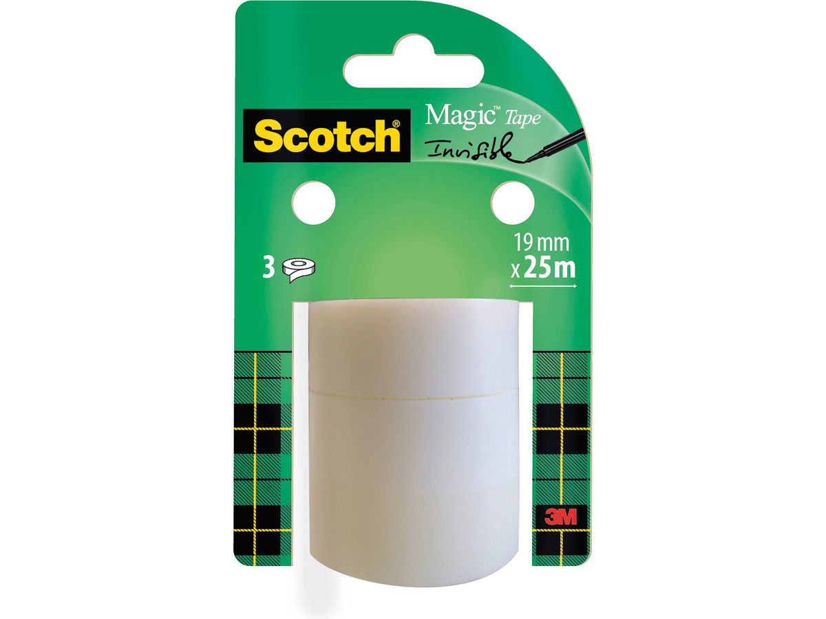 SCOTCH Magic Tape 810 19mmx25m 8-1925R3 transparent, 3 Rollen (5010027564190)