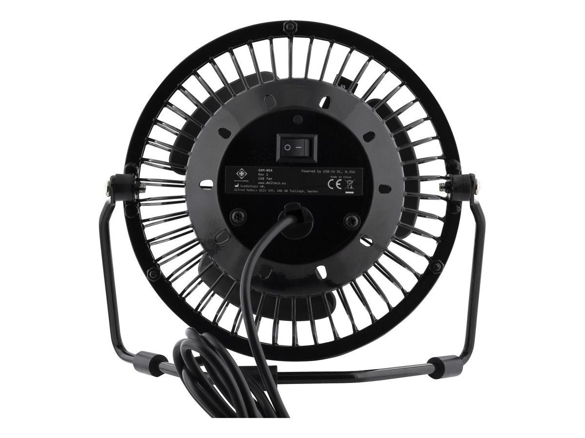 DELTACO USB LED Table Fan watch GAM-054 Black (7333048037459)