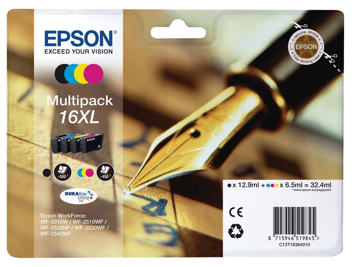 EPSON Multipack encre 16XL CMYBK T163640 WF 2010/2540 450/500 pages (8715946625065)