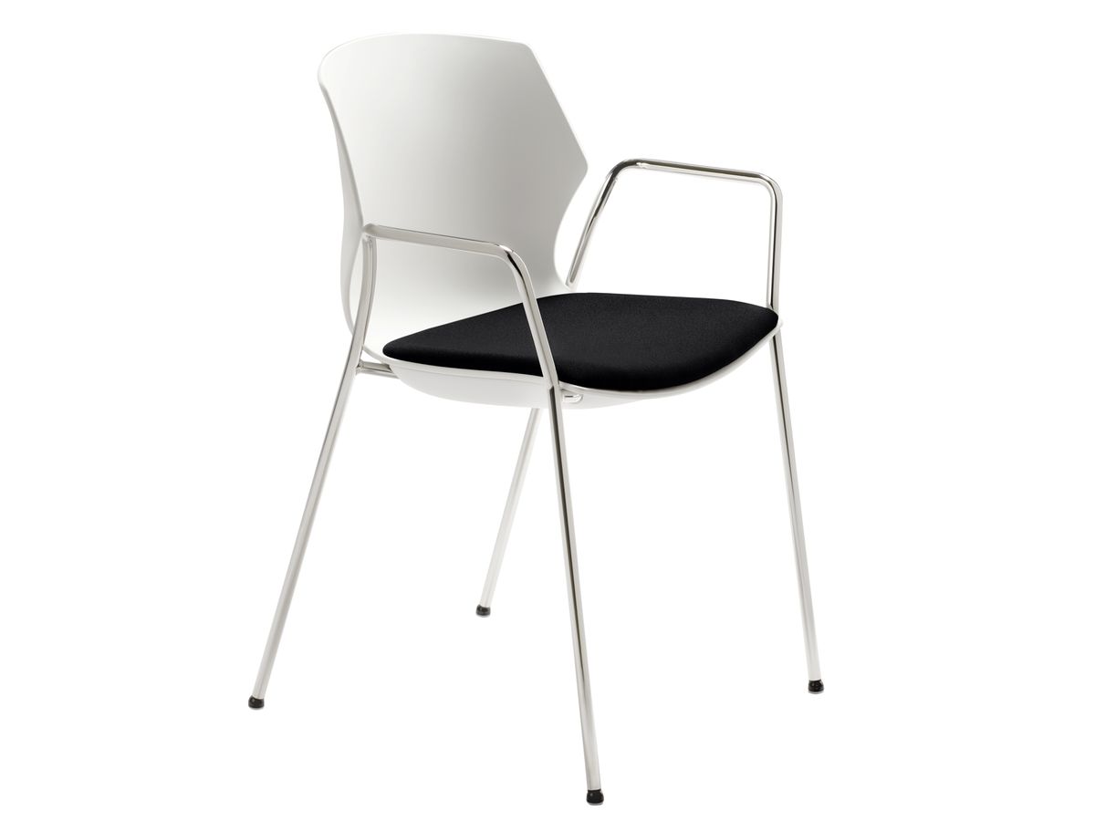 MAYER Sedia per visit. OvaLounge 25110102A bianco/cromo, con braccioli (4032376143919)