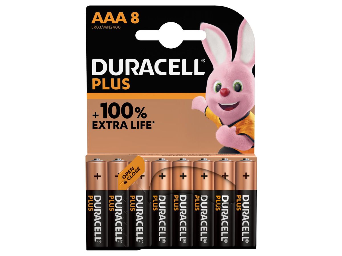 DURACELL Batterie Plus Power MN2400 AAA, LR03, 1.5V 8 Stück (5000394141179)