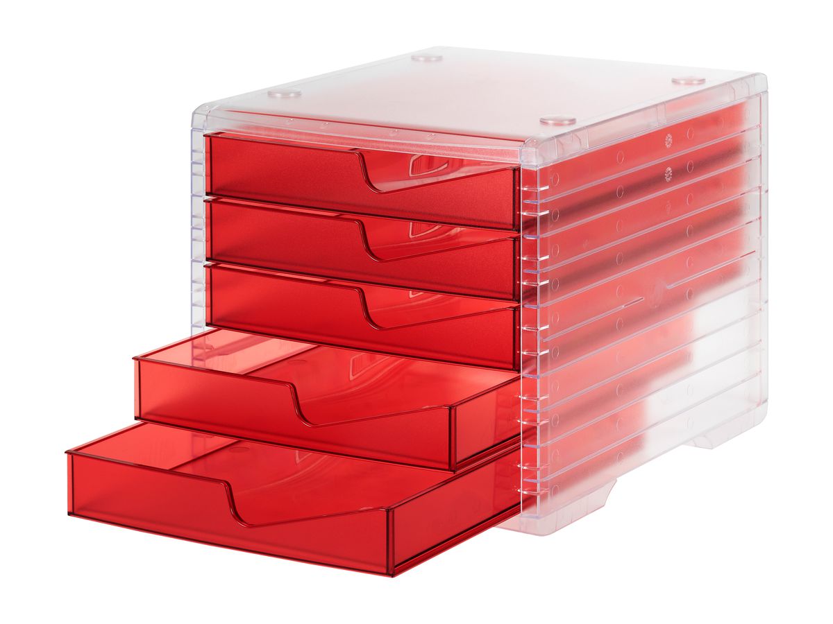 STYRO Styroswingbox light 275-8430.222 transp./cranberry 5 tiroirs (7612176088916)