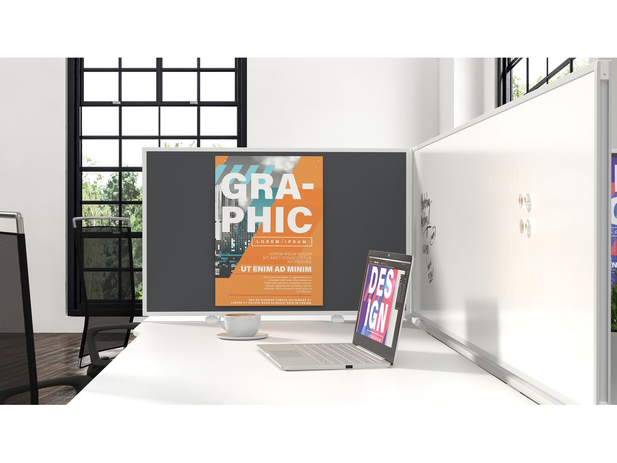 MAGNETOPLAN Tischtrennwand VarioPin 1108001 grau 800x500mm (4013695064383)