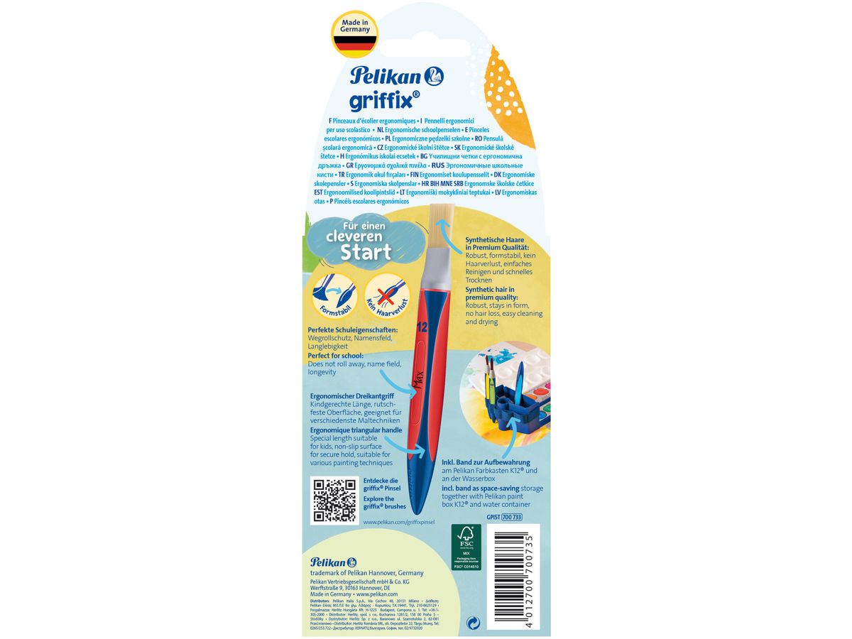 PELIKAN Set Pinceau Griffix 700733 5 pcs. 5 couleurs (4012700700735)