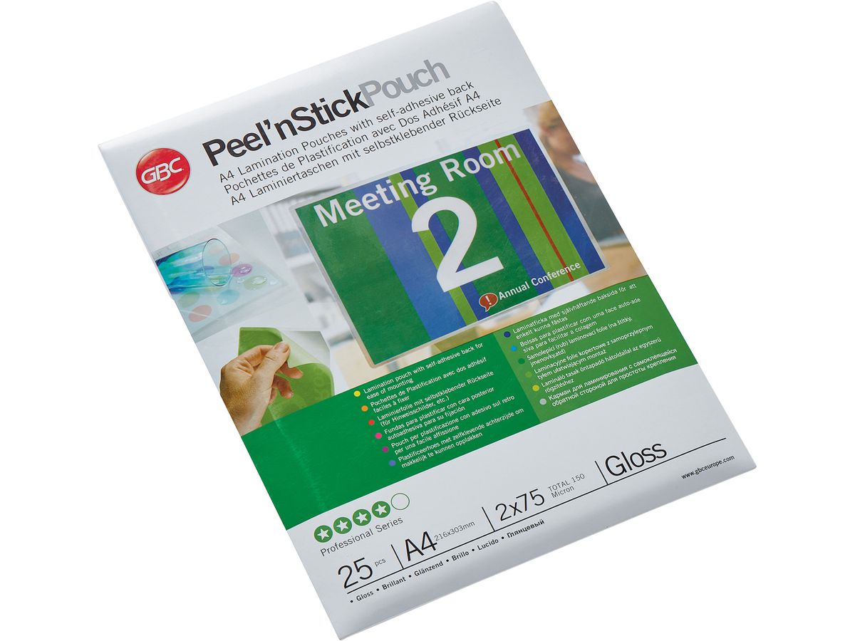 GBC Pelicole per laminazione A4 3747527 lucido, 75my 25 pezzi (0033816055360)