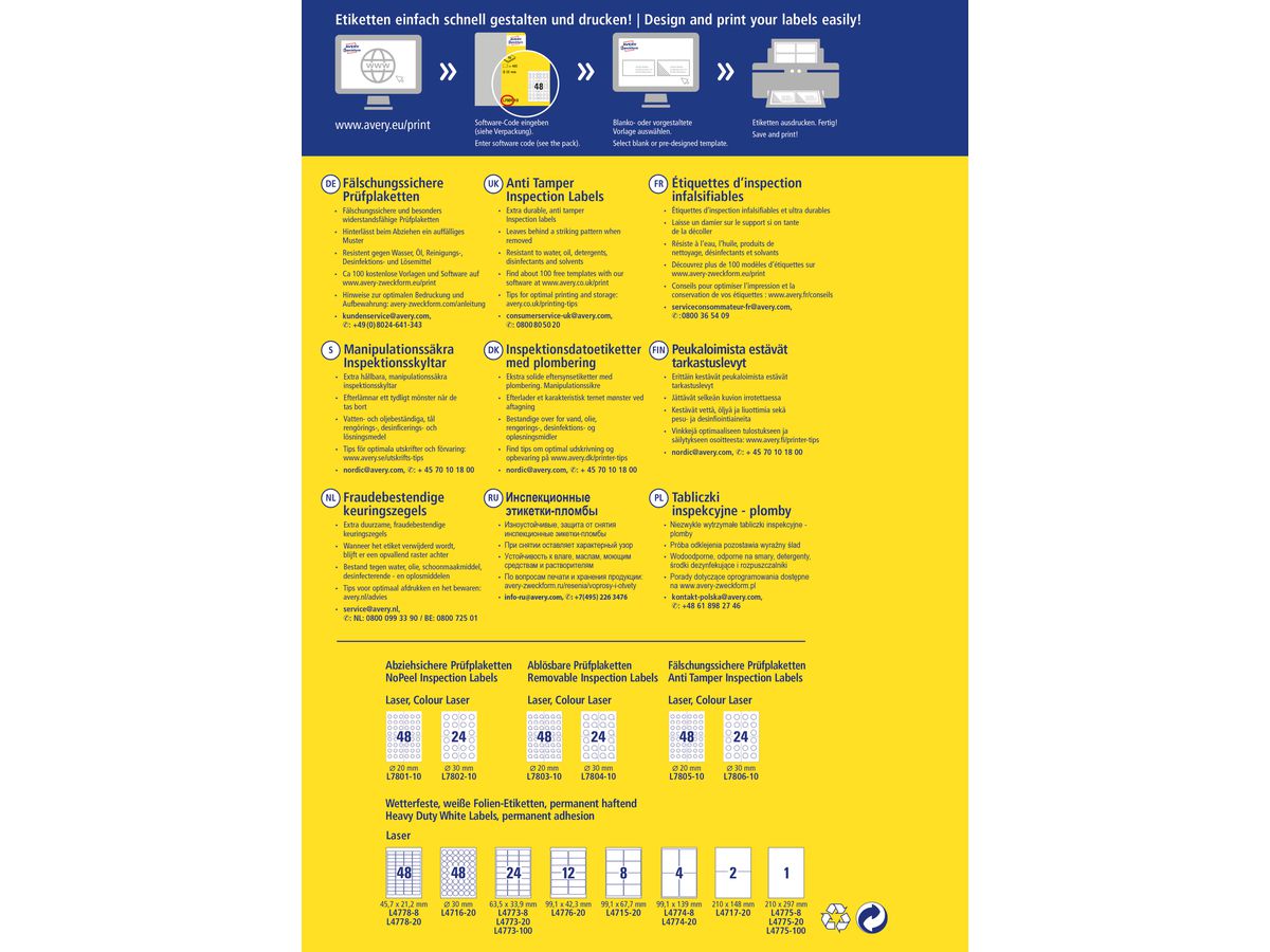 AVERY ZWECKFORM Macaron 30mm L7806-10 blanc, perm. 10 fl.240pcs. (4004182068496)