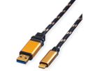 ROLINE USB-A-C, Lade & Datenkabel 11.02.9013 Gold, ST/ST, 3.2 Gen2 1m (7611990152575)