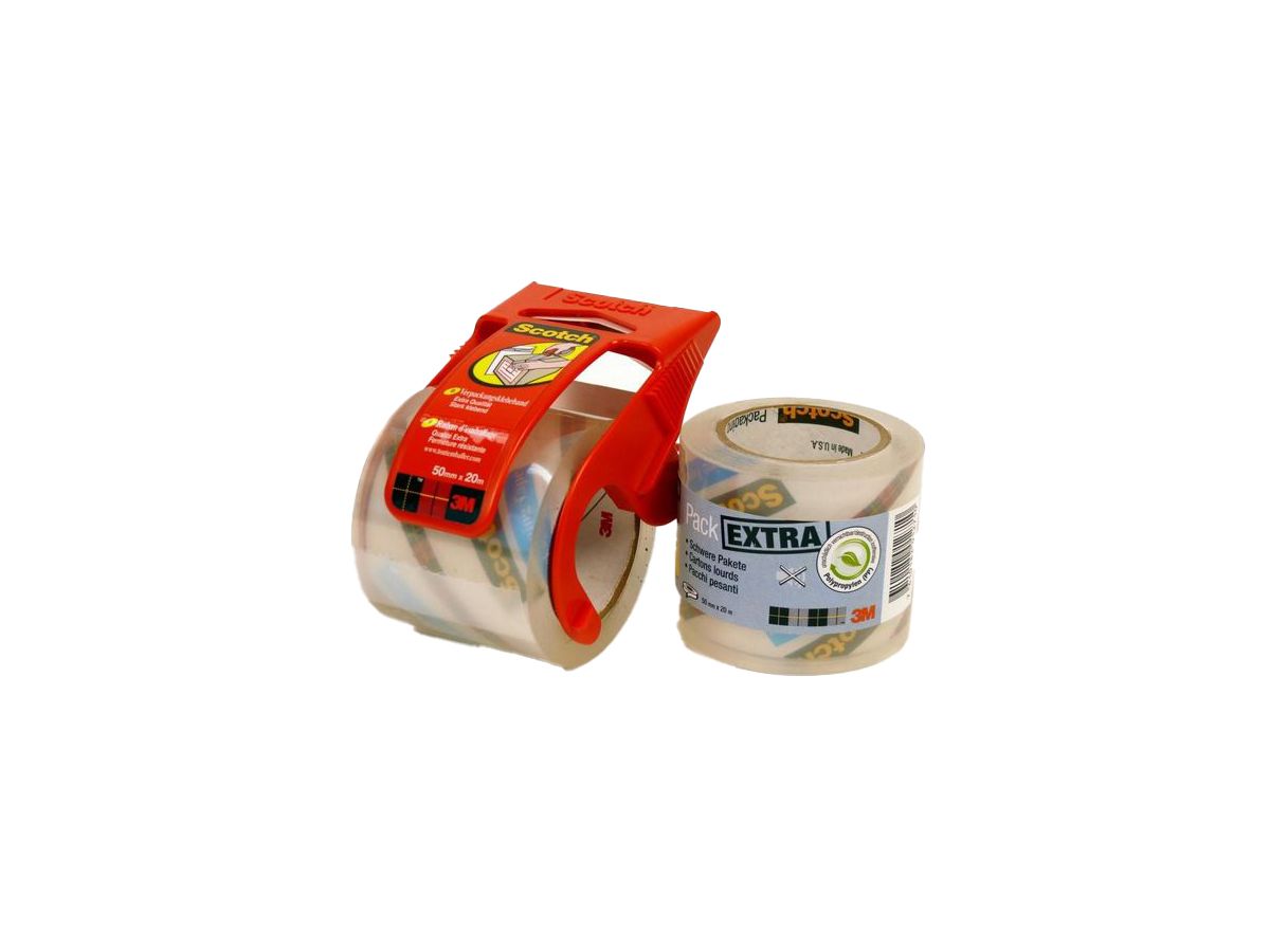 SCOTCH Verpackungsband Promo 48mmx20m E5020D-P transp., mit Abroller 2 Rollen (4054596470156)