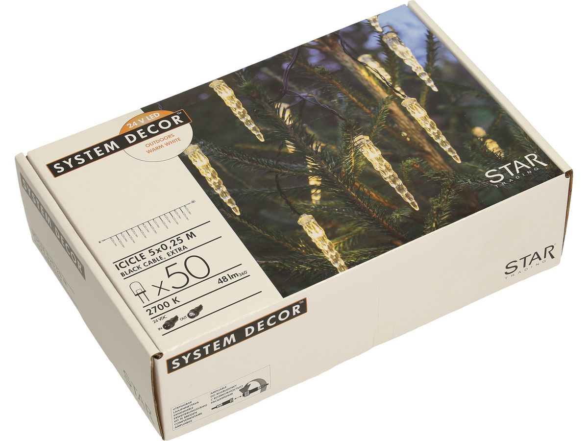 STAR TRADING System Decor guirlande lum. 5m 12.495-67-1 Extra, Icicle, noir (7391482057204)
