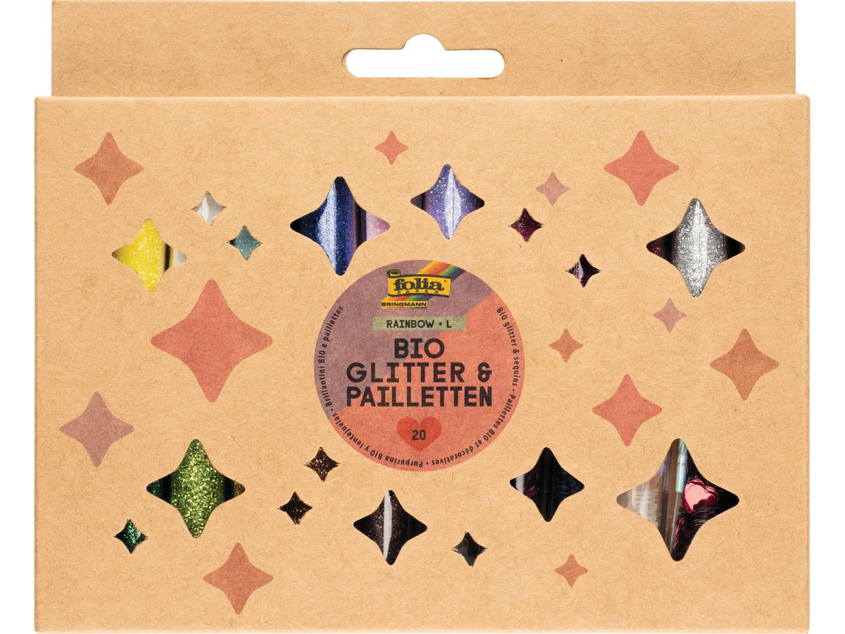 FOLIA Set glitter e paillettes BIO L 5781 Rainbow (4001868133523)