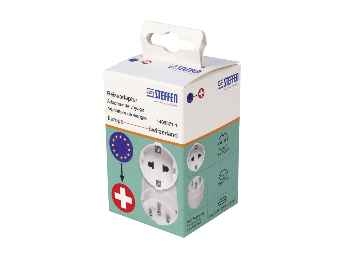 STEFFEN Universaladapter EU-CH 1409571 1 weiss 3-polig (7611007141981)