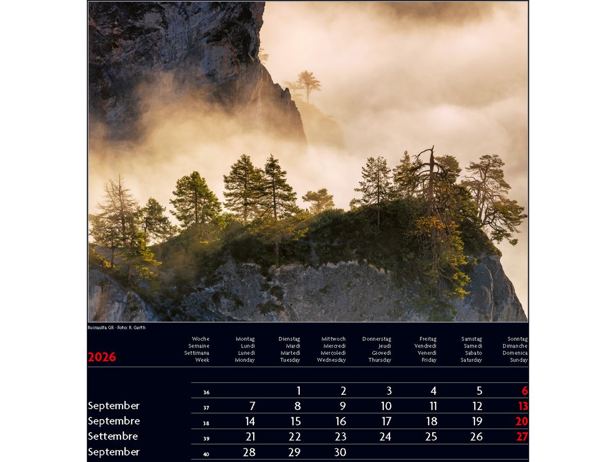 CALENDARIA Bildkalender 2026 9783036205434 Switzerland ML 30x30cm (9783036205434)