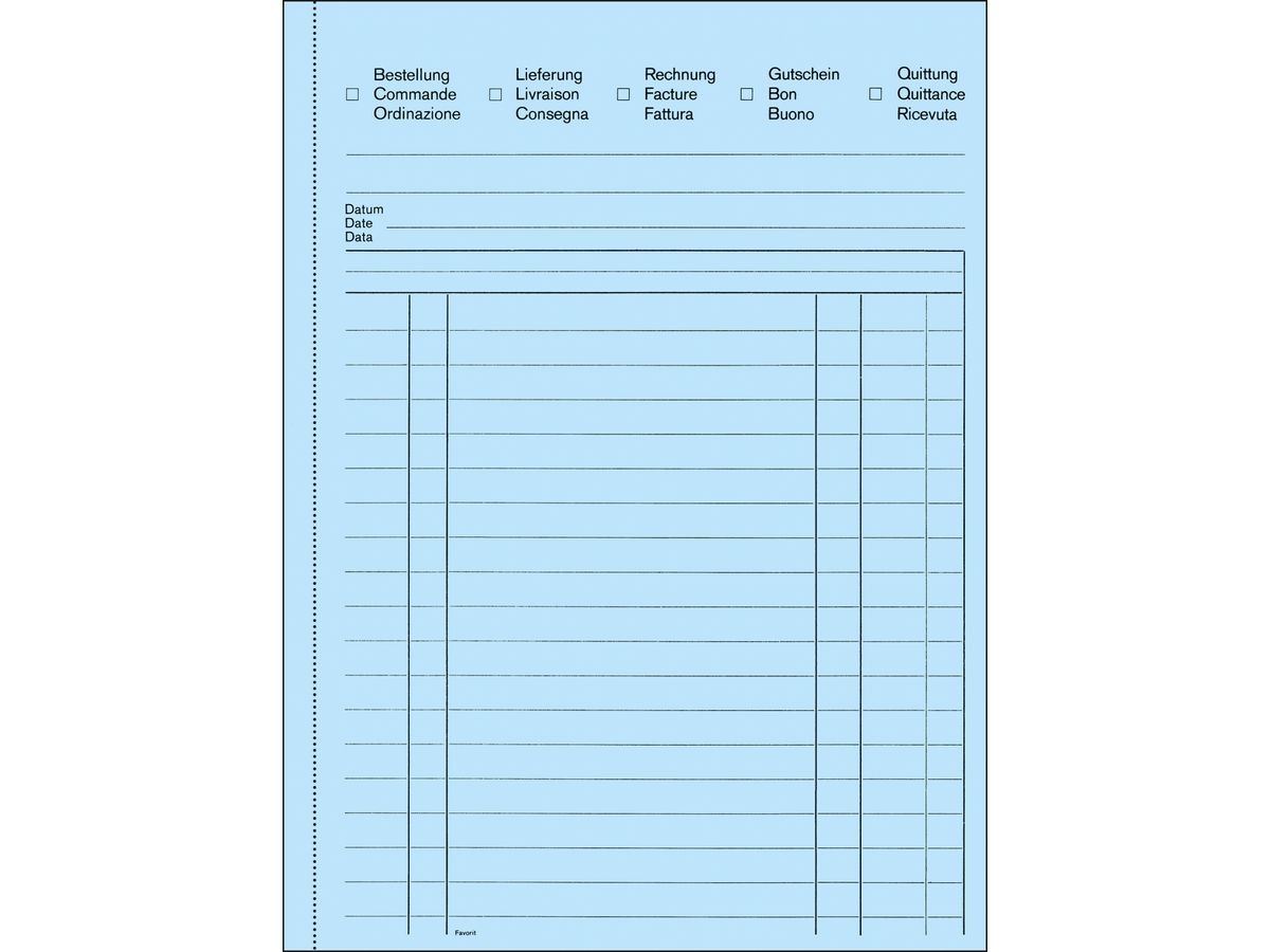 FAVORIT Mehrzweckbuch D/F/I A5 8113OK blau/weiss 50x2 Blatt (7612149043997)