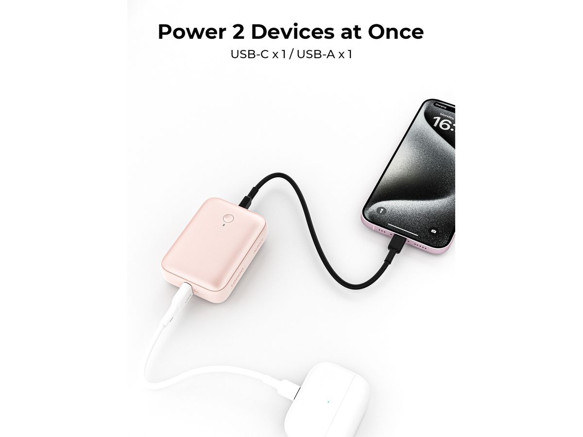 AUKEY Spark Mini 10000, 20W, PD,QC PB-Y55 PI Powerbank,Pink,USB-C,USB-A (0689323789290)