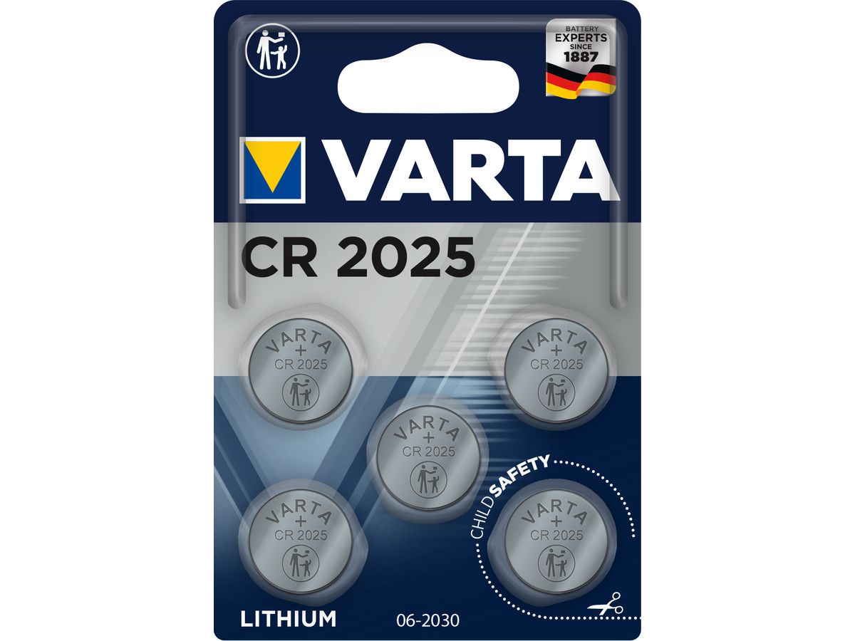VARTA Knopfzelle 6025101415 CR2025, 5 Stück (4008496850891)