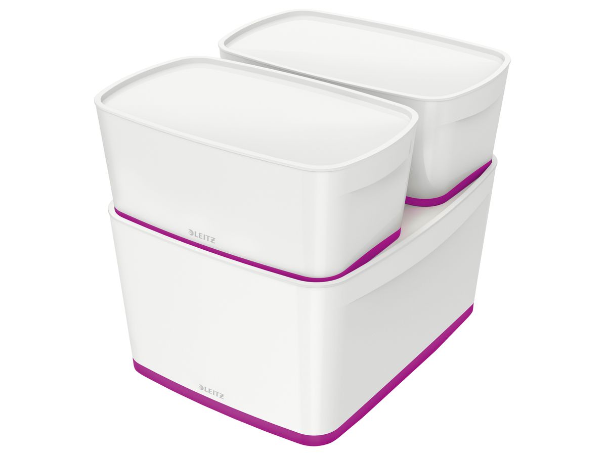 LEITZ MyBox L avec couvercle 18lt 5216-10-62 blanc/violet (4002432121649)