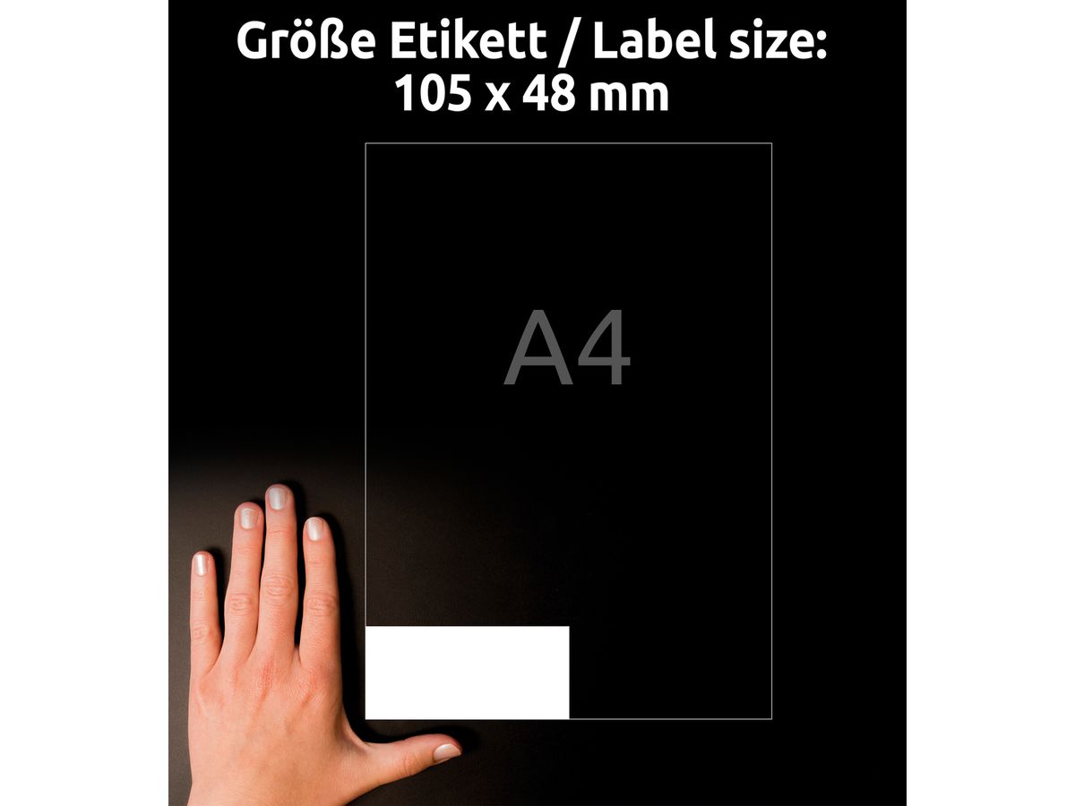 AVERY ZWECKFORM Etiquettes Univ. 105x48mm L7875-20 blanc, strong 20 feuilles (4004182070079)