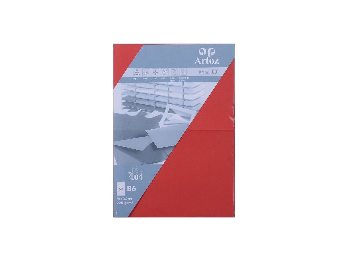 ARTOZ Karten 1001 B6 107362265 220g, rot 5 Blatt (7612450247831)