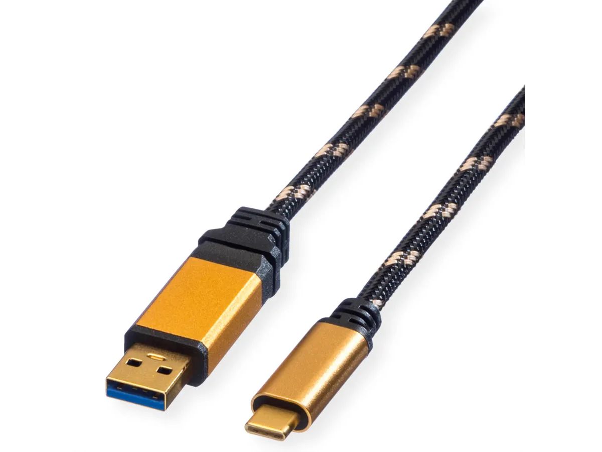 ROLINE USB-A-C, Lade & Datenkabel 11.02.9013 Gold, ST/ST, 3.2 Gen2 1m (7611990152575)