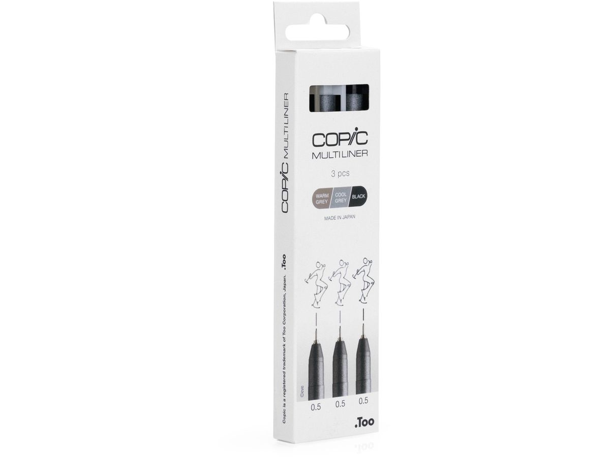 COPIC Multiliner 22075633 griggio, nero 3 pezzi (4013695266060)