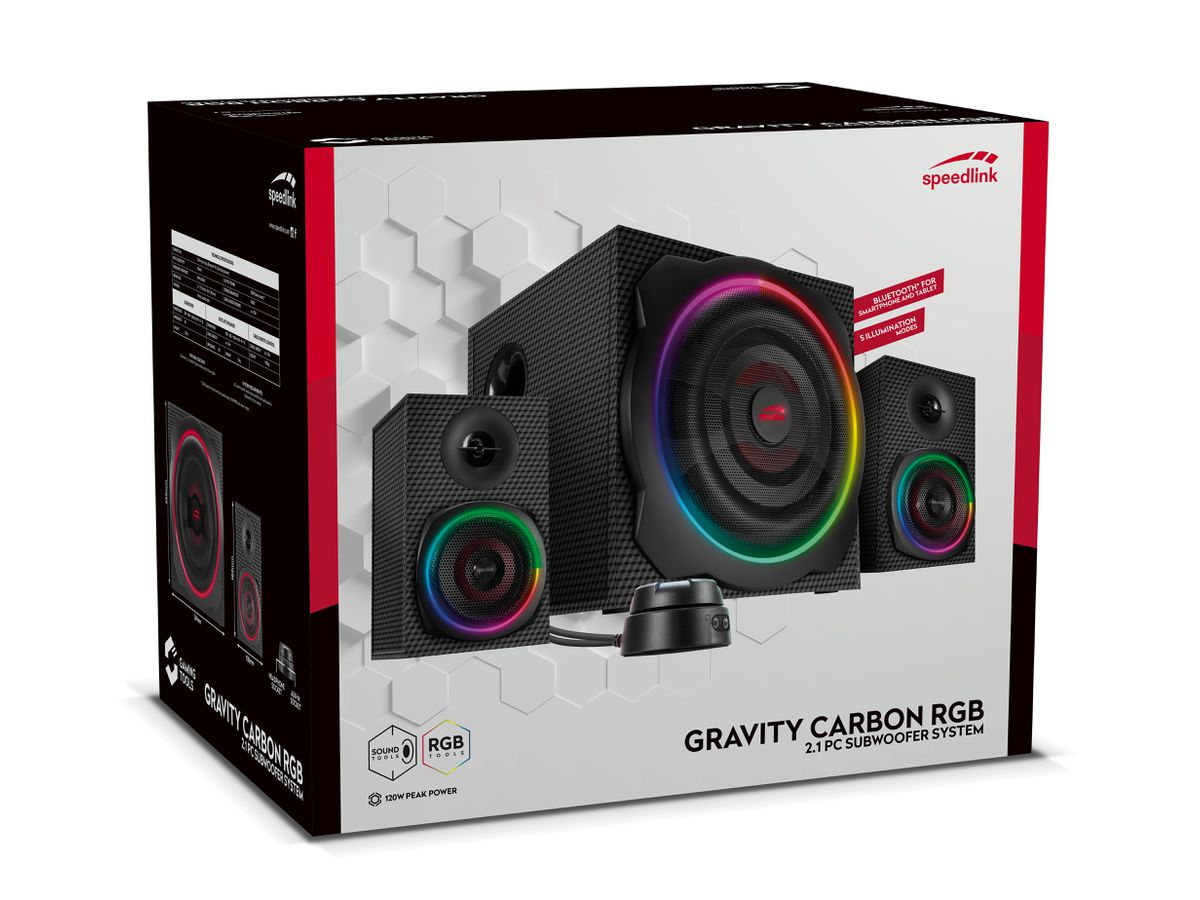 SPEEDLINK Gravity Carbon RGB 2.1 SL-830100-BK Subwoofer System black (4027301380262)