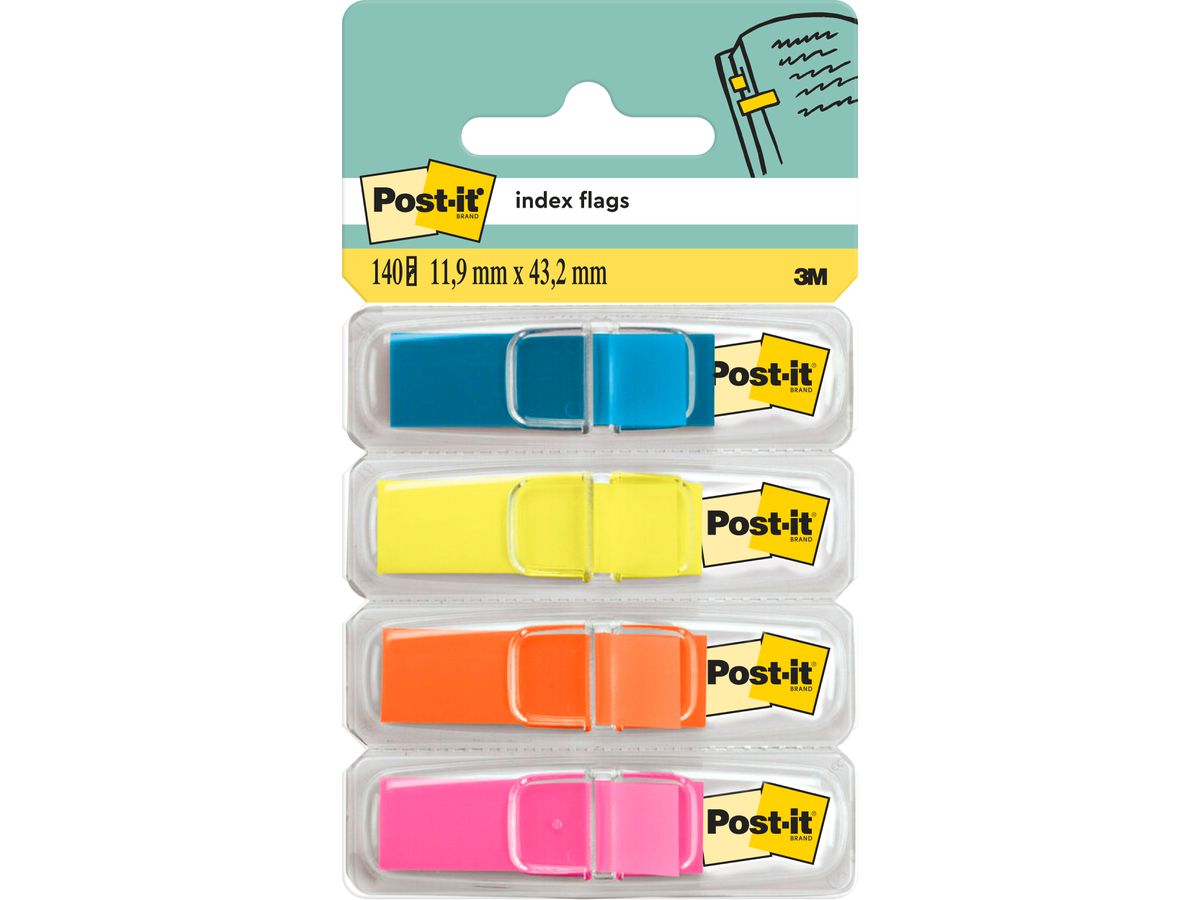 POST-IT Index Tabs Clear 43.2x11.9mm 683-4ABX 4-farbig/4x35 Tabs (0021200516733)