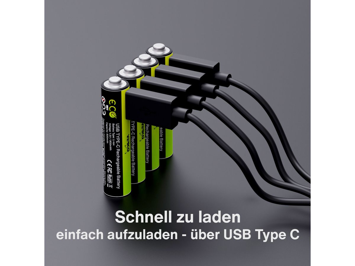 VERICO LoopEnergy Batterie USB-C 1UDBT-A3WEB2 AAA/LR03 (600mAh) 4 pièces (4713095608919)