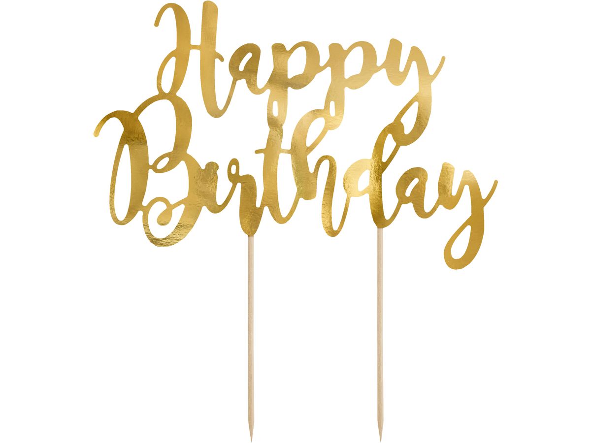 PARTYDECO Caketopper 22.5cm KPT11-019M Happy Birthday oro (5902230744950)