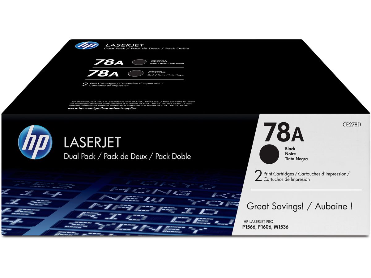HP Modulo di toner 78A nero CE278AD LaserJet Pro P1566 2 pezzi (0886111730506)