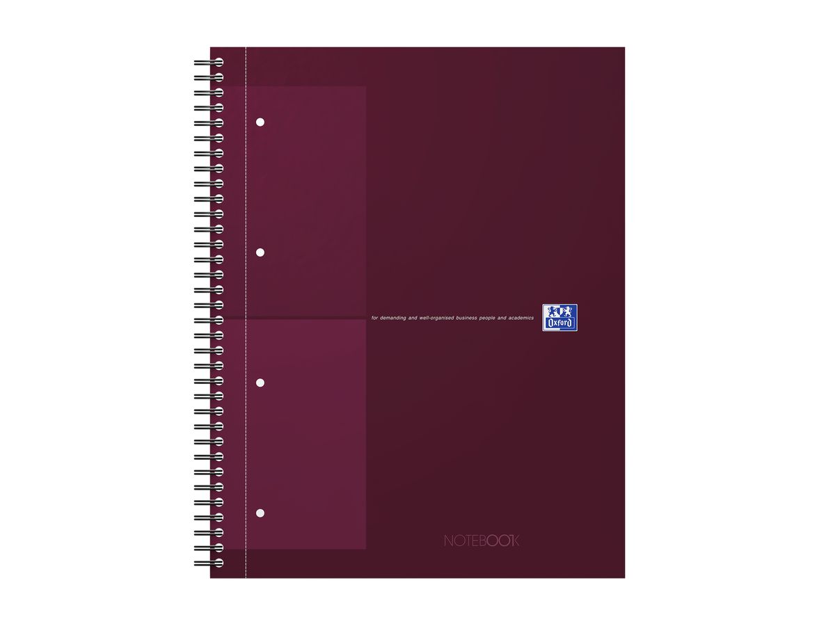 OXFORD Carnet à spirales A4+ 400191241 quadrillé 5mm, rouge 80 flls. (3020120242682)