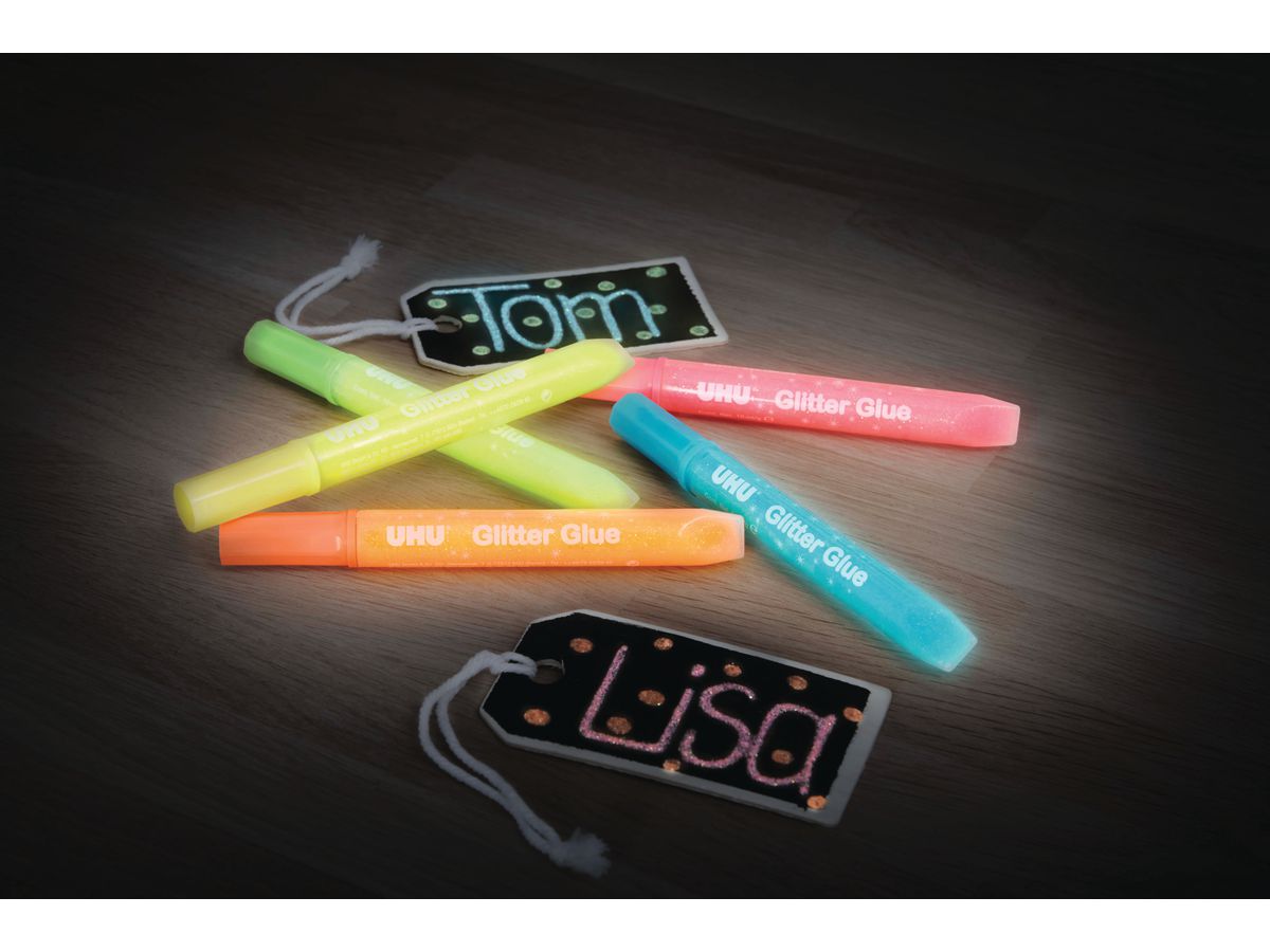 UHU Glitter Glue Glow 990362 5 colori (4026700482102)