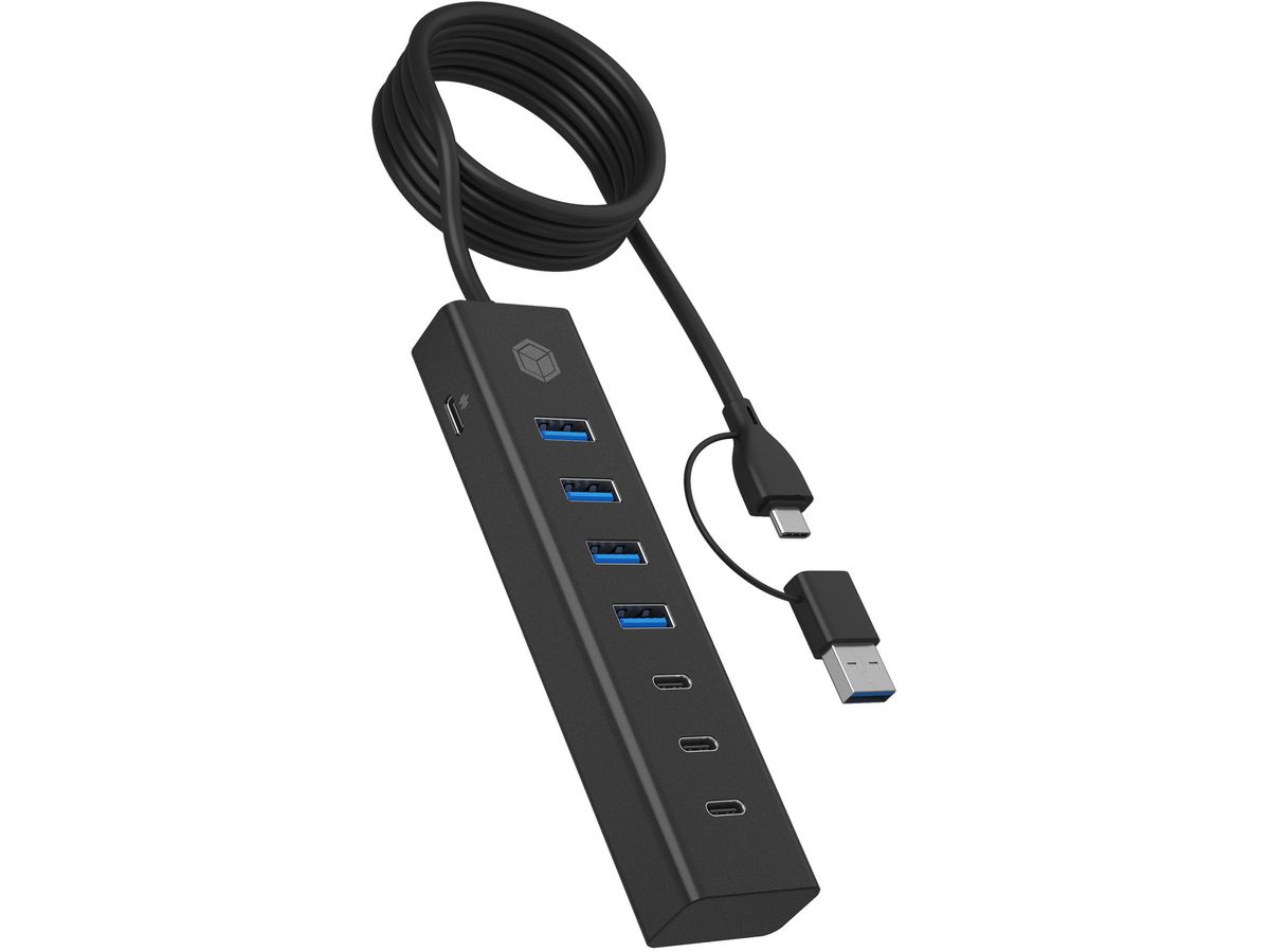 ICY BOX 7-Port USB 3.2 Gen 1 Hub IB-HUB1737-C3 3x USB-C & 4x USB-A (4250078173991)