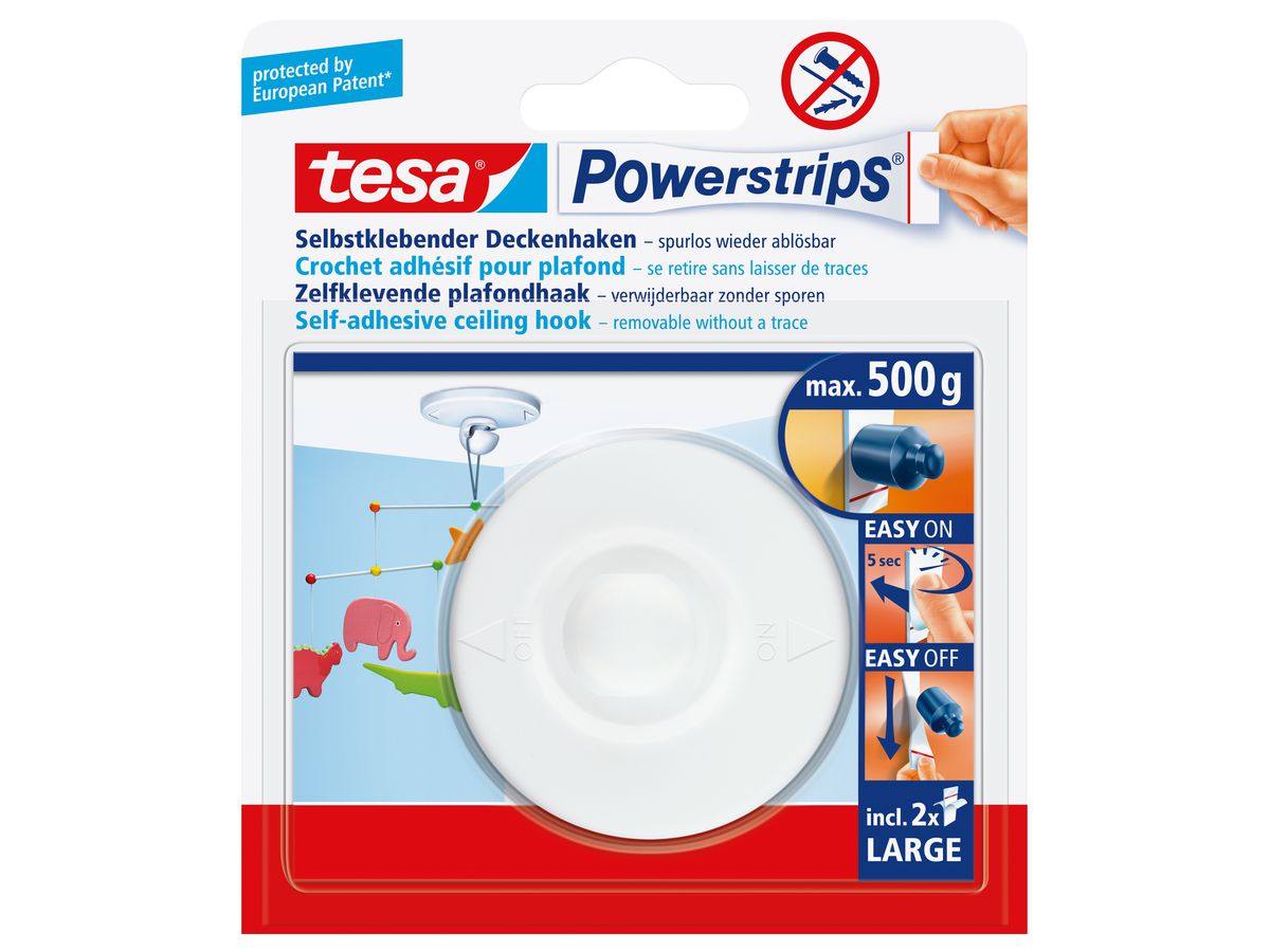 TESA Powerstrips Gancio 580290002 bianco, capacità 500gr. (4042448105684)
