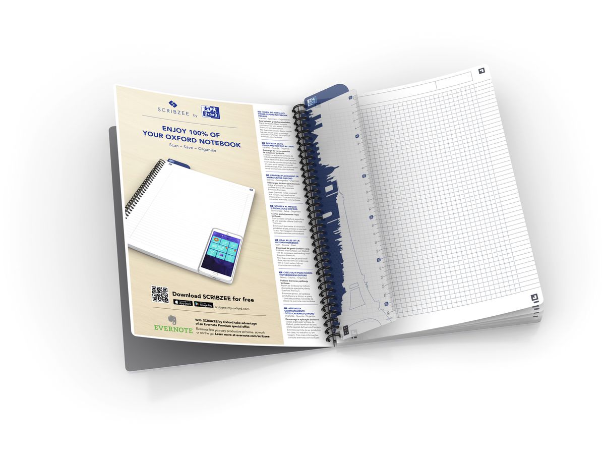 OXFORD Collegebook A4+ 100050225 kariert 5mm, 90g 70 Blatt (4006144939332)