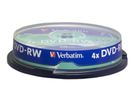 VERBATIM DVD-RW Spindle 4.7GB 43552 1-4x 10 Pcs (0023942435525)