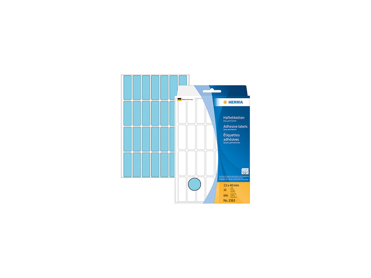 HERMA Etichette 13×40mm 2363 blu 896 pezzi (4008705023634)