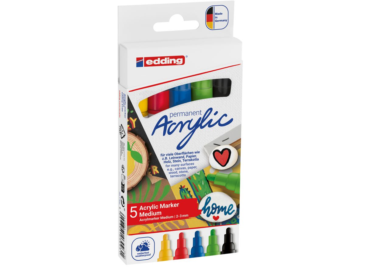 EDDING Acrylmarker 5100 2-3mm 5100-E5-basi basic, ass. 5 pezzi (4057305030931)