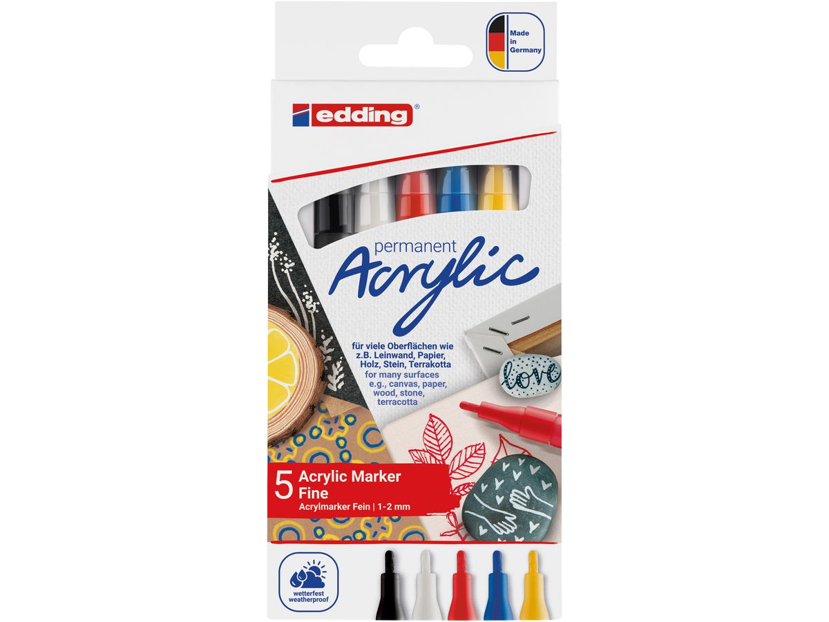 EDDING Acrylmarker 5300 1-2mm 4-5300-5S basic 5 piéces (4057305047359)