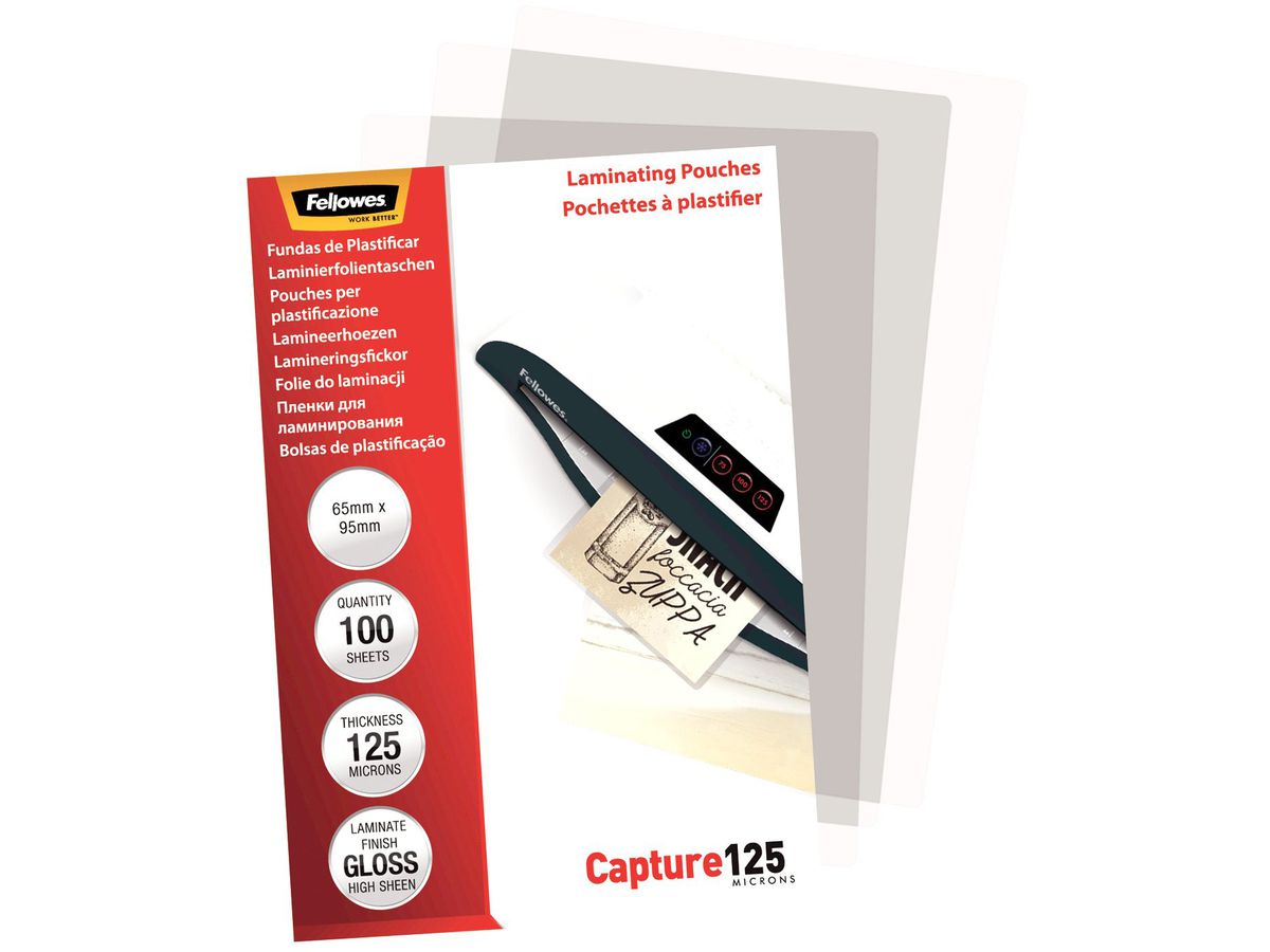 FELLOWES Pelicole per lamin. 65x95mm 5306702 lucido, 125my 100 pezzi (0077511530678)