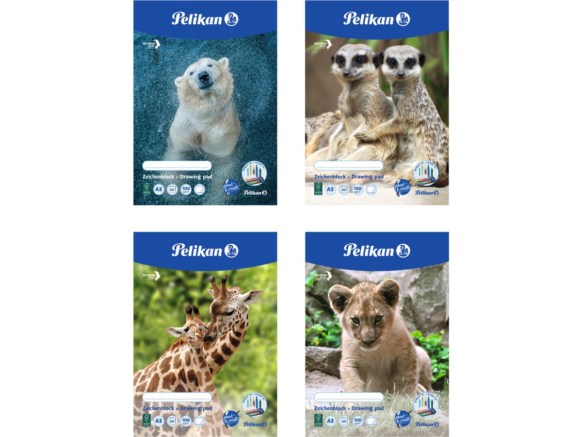 PELIKAN Bloc à dessin A3 224840 ass.,100gr 20 feuilles (4012700224842)